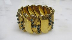 Vintage B&N Gold Filled Stretch Bracelet w/ Rhinestones ~ 48.5g ~ 12-A652