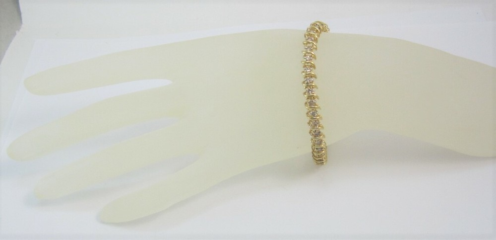 ESTATE 14K CHAMPAGNE DIAMOND "S" LINK TENNIS BRACELET 3.16CT.APPRAISED $4,368.00