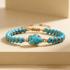 Turquoise Stone Bracelet Handmade Healing Meditation Women Men Bracelet Gift
