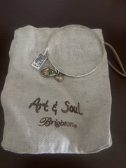 Brighton Art & Soul peace on earth Two-Tone Heart Charm Bangle Bracelet