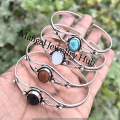 Buy Larimar & Mix Gemstone 10PC Bangles 925 Sterling Silver Plated Lot Jewellery