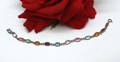 Sterling Silver Simulated Stone Vintage 4.36g Bracelet CAT RESCUE