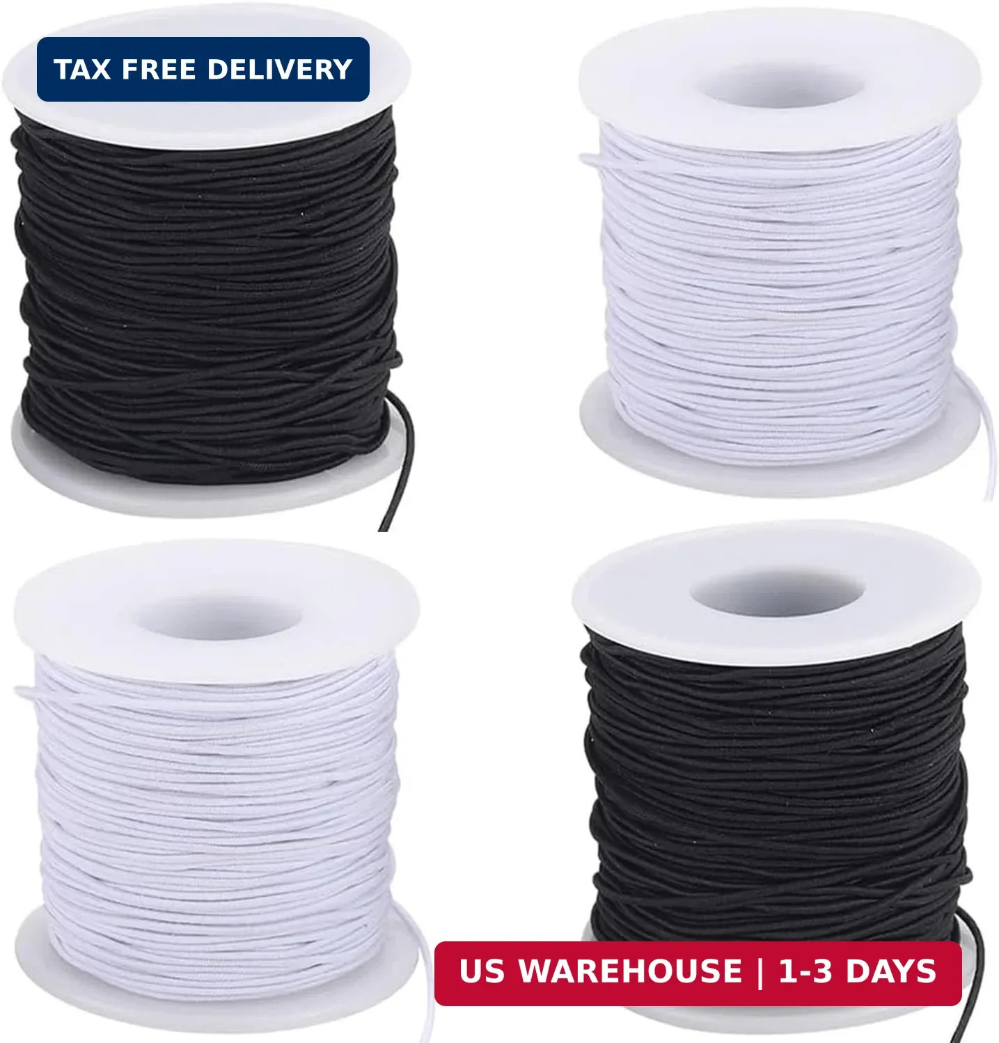 Elastic String for Bracelets, 4 Rolls Black and White String for Bracelet Making gallery