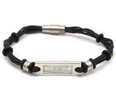 Black Flexible Wire Bracelet with Stainless Steel Spiral Vine Pattern Design