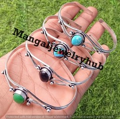 Larimar & Mix Gemstone Bangles 925 Sterling Silver Plated Wholesale Lot Jewelry