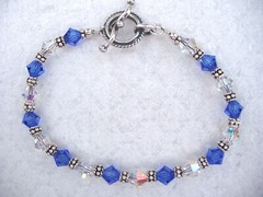 BLUE BRACELET made with SWAROVSKI CRYSTAL AB SAPPHIRE, SS, SEPTEMBER, Free Ship