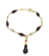 18K Gold Filled Azabache Figa Bracelet Pulsera Para Bebe Para el Mal de Ojo 7″