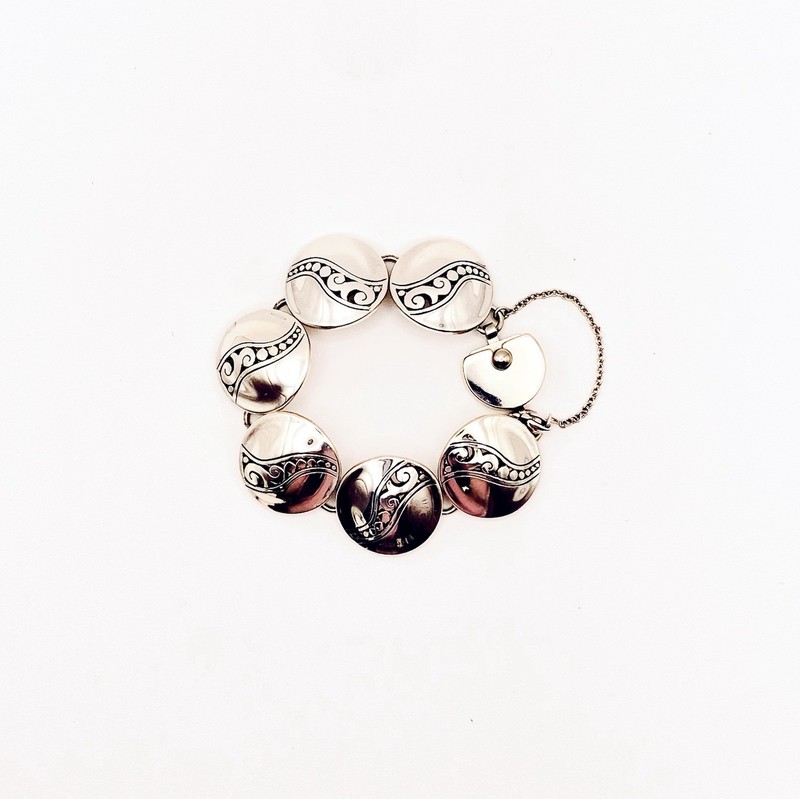 Brighton Silver Tone Concave Disk Bracelet Wave Boho Retro A La Mode Bohemian gallery