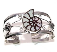 925 Silver Plated Huge Dichroic Glass-Ammonite Bangle FreeSize Fashion Sale GW