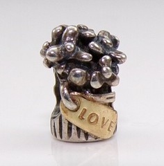 Pandora 790441 Love Bouquet Flower Sterling Silver 14K Gold Bead Charm FZZ