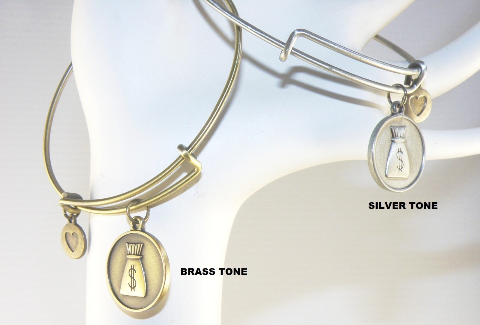 Wire Bangle / Bracelet Money Bag Charm Good Fortune / Midas Touch / Fluke Amulet gallery