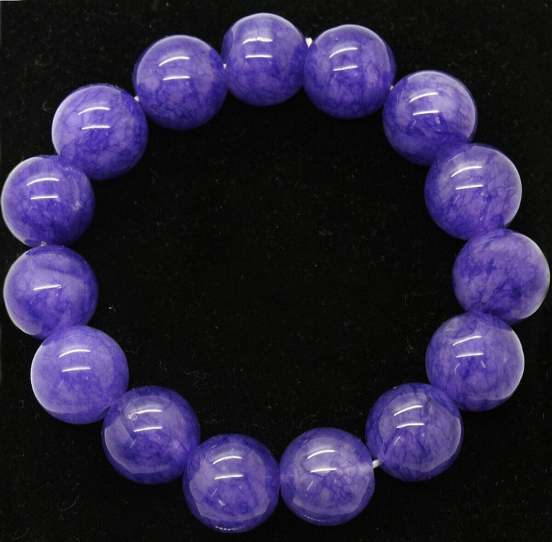 AA+ Natural 12mm Purple Jade Gemstone Round Beads Stretchy Bracelet 7.5'' gallery