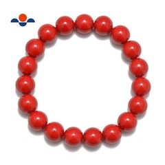 Red Shell Pearl Bracelet Smooth Round Size 8mm 10mm 7.5″ Length