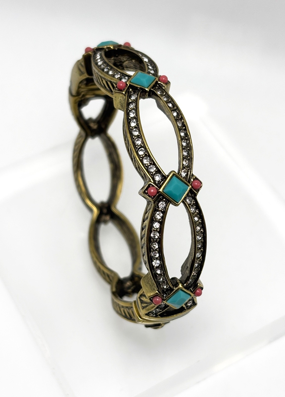 HEIDI DAUS "Armed with Charm" Scalloped Crystal Bangle Bracelet - Coral/S/M gallery