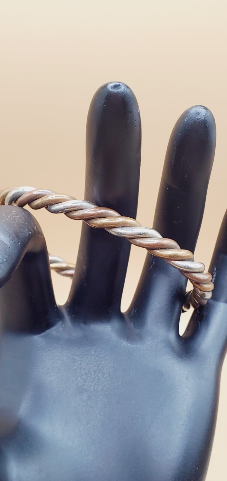 Three-Tone Brass Copper Silver tone Chevron Cuff Bracelet Fashion 6.5 bl05 gallery