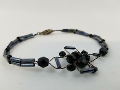 Black & Blue Beaded Wired Bracelet For Any Occasion