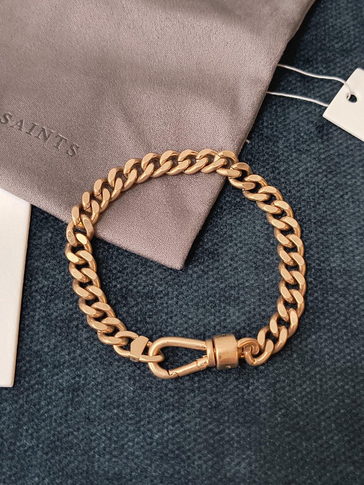 Allsaints Gold Halle Curb Chain Carabiner Bracelet – BNWT gallery