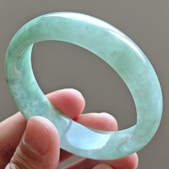 58mm Natural Icy Green Jadeite Jade Bracelets Burma Jade Bracelet Bangle 3347