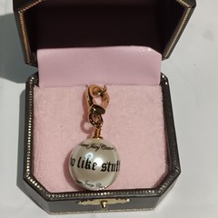 Y2K Early 2000s Juicy Couture Script Pearl Charm With Original Box