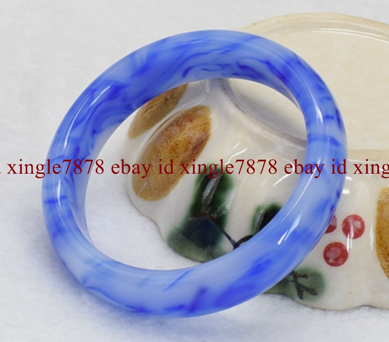 Natural White & Blue AAA Grade Jade Gemstone Bangle Bracelet 58-62mm Jewelry gallery