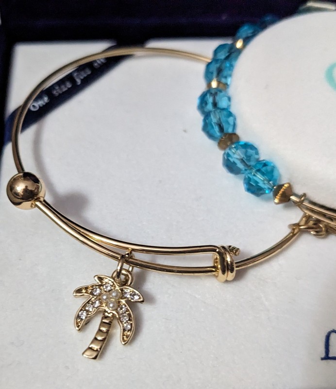 3 PC Bracelet Set Life's A Beach New Gift Ocean Flip Flop Palm Dangle Nautical gallery