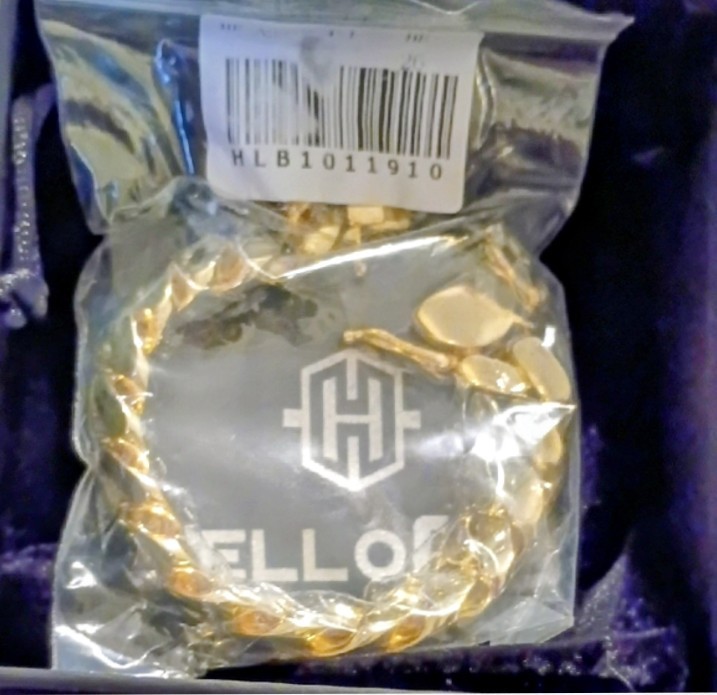 Helloice Stainless Steel Cuban Chunky Bracelet Gold 8in Classic Hip Hop Design gallery