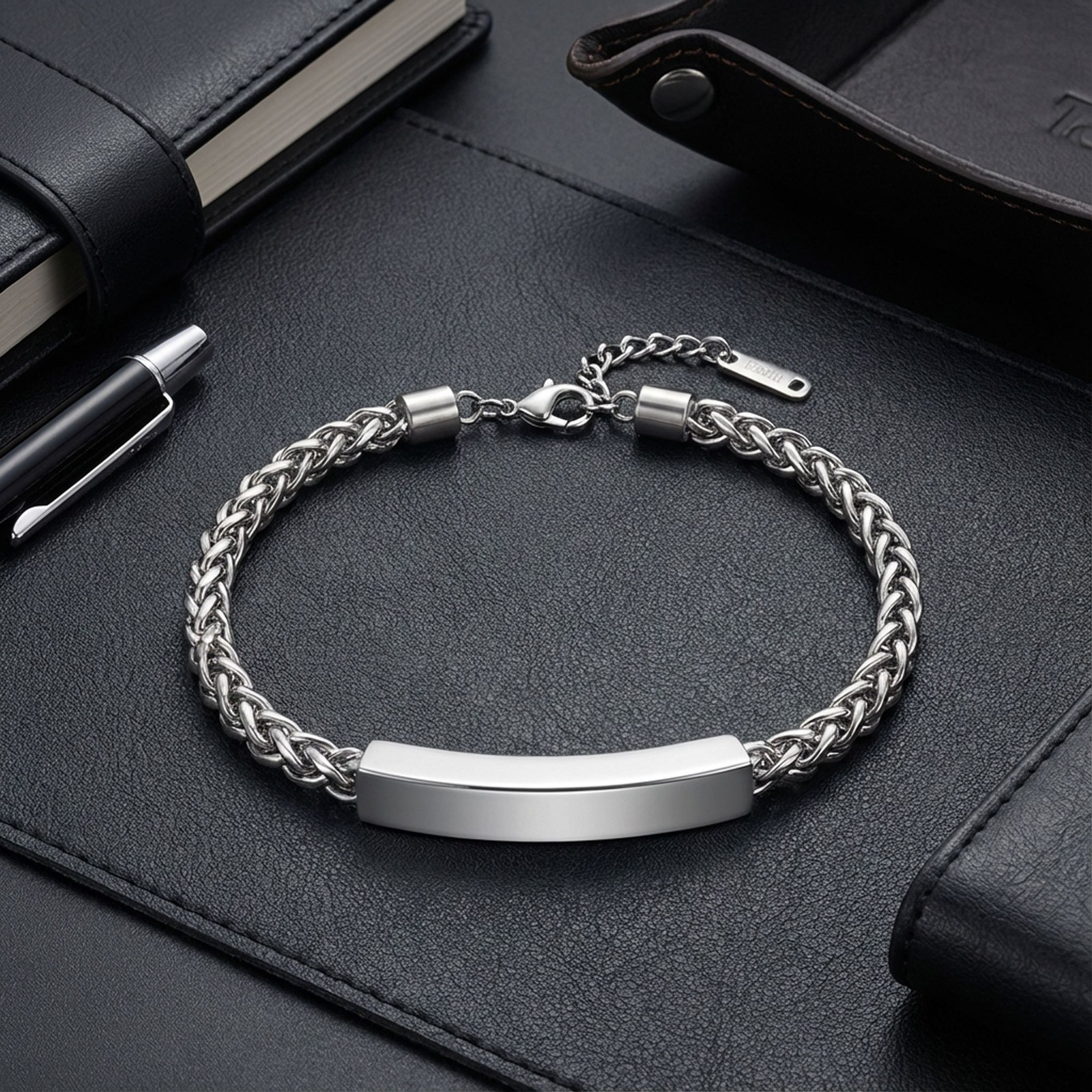 Adjustable Silver Chain Plate Bracelet gallery