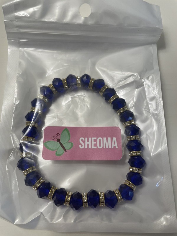 Plus Size Blue Crystal Bracelet with CZ Rondelles 9 inches NWT Handmade gallery