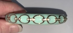 New By Sequin Gold/Seafoam Enamel & Czs Hinged Bangle Bracelet-fits To Size 8