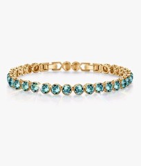 Birthstone Torquoise Bracelet With Genuine Swarovski Crystals Gold Plated