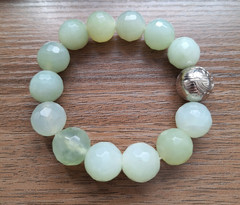 Green Aventurine Stretch Bracelet Faceted Beads Silver Accent Healing Crystal
