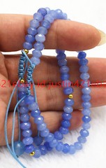 2 Pcs 4x6mm Fashion Faceted Blue Jade Gemstone Rondelle Beads Bracelets 7.5″ AAA