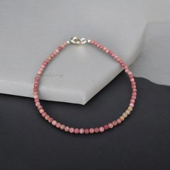 A++ Dainty 2-3MM Pink Opal Faceted Round Gemstone Beads Women Bracelets 6-8”