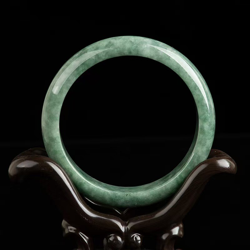 Real Grade A Natural Green Jade Jadeite Bracelet Smooth Circle Bangle ID 52-63mm gallery