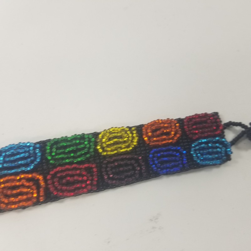 Seed Bead Bracelet Handmade Fashion Jewelry Wide Cuff Black Multicolor gallery