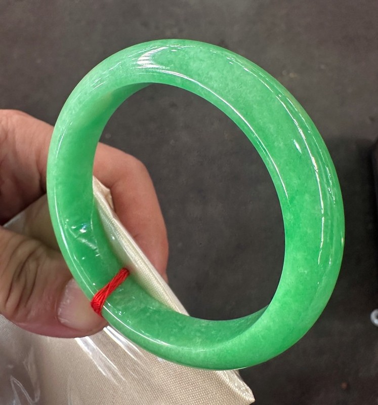 Natural Grade AAA Bean Green Burmese Jade jadeite bracelet bangle Big Size 64MM gallery