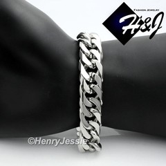8.5″MEN’s Stainless Steel HEAVY WIDE 16mm Silver Cuban Curb Chain Bracelet