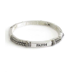 FAITH Textured Stretch Bangle Bracelet Silver Alloy