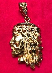 14 KT GOLD PLATED ALMOST 2 3/4″ JESUS FACE CHARM PENDANT-4521 USA SELLER
