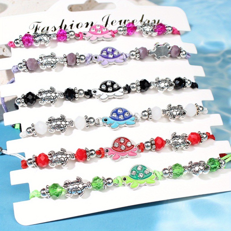 6Pcs Colorful Turtle Charm Beaded Bracelets Summer Beach Jewelry Gift gallery