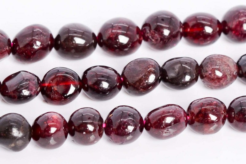 12 mm Red Garnet Bracelet Polished Stone Beads Natural Gemstone Nugget Reiki Hea gallery