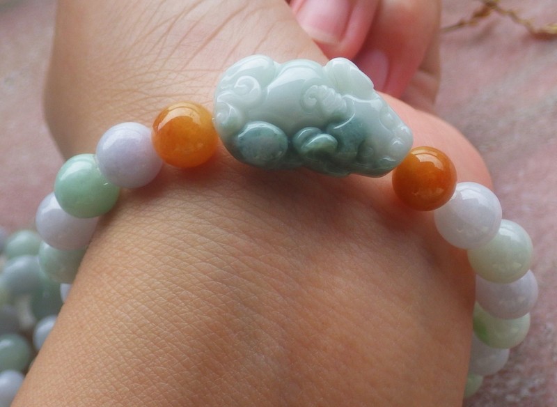 1 pcs A JADE Jadeite Beads Bangle Dragon Pi Xiu Bracelet 7 inches 8 mm 737159 gallery