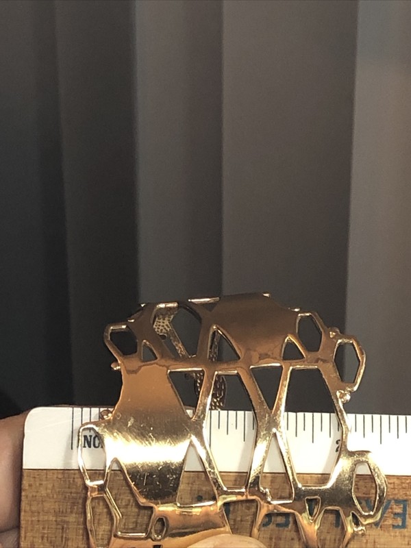 Amrapali Modernist Gold tone Open Work Adjustable Cuff Bracelet India 26g,6 3/4 gallery