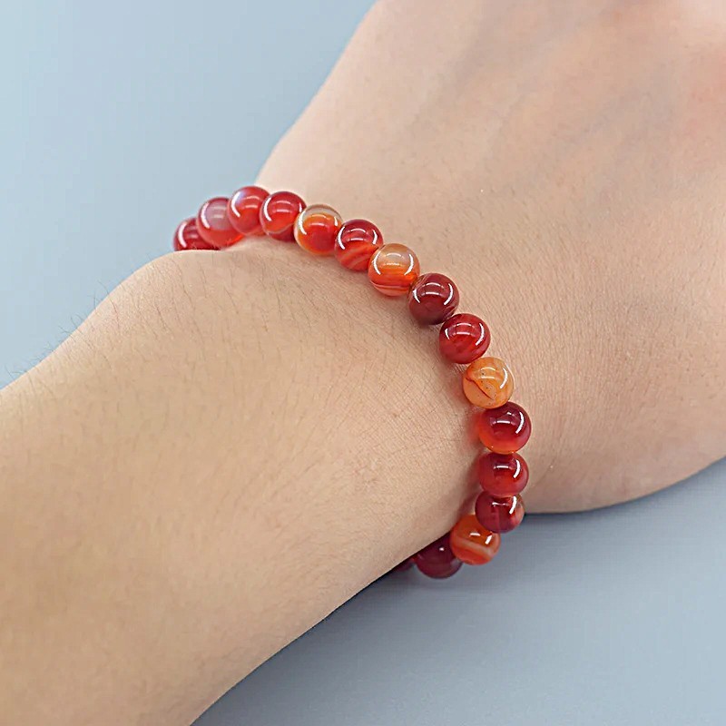 Natural Carnelian 8mm Elastic Beaded Bracelet Healing Reiki Energy Handmade Gift gallery