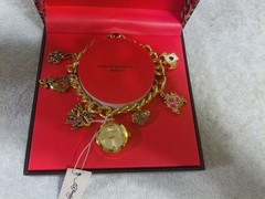 Ed Hardy Women’s Gold Tone Watch Charm Bracelet New In Box
