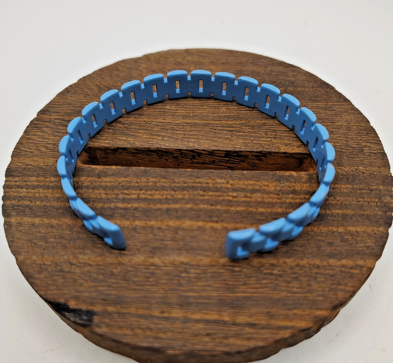 By Alexa Rae Melania Clara Blue Adjustable Rectangle Link Bracelet Bangle Cuff gallery