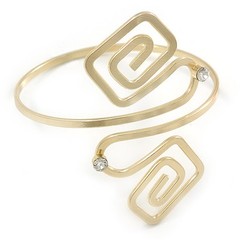 Swirl Squares Upper Arm, Armlet Bracelet In Gold Tone/ 27cm L/ Adjustable