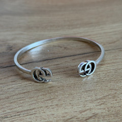 Gucci Silver Tone GG Cuff Bracelet Open Bangle Luxury Bracelet Jewelry Designer