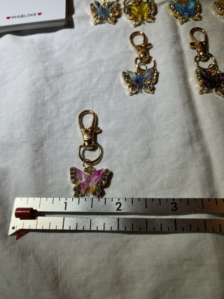 Butterfly Shaped Handbag Charms W/ Rhinestone Accents gallery