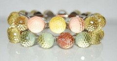 PASTEL COLOR ACRYLIC BALLS SILVERED METAL LINKS STRETCH STATEMENT CUFF BRACELET